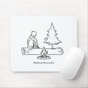 Editable Family Camping Dad Outdoor Line Art Mouse Mat
