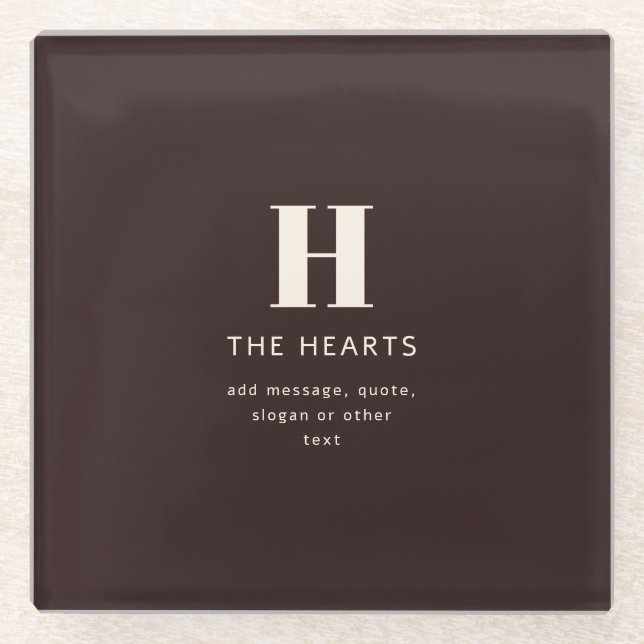 Editable Family Surname or Company Business Name  Glass Coaster (Front)