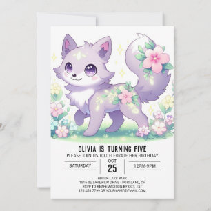 Editable Fantasy Wolf Digital Birthday Invitation
