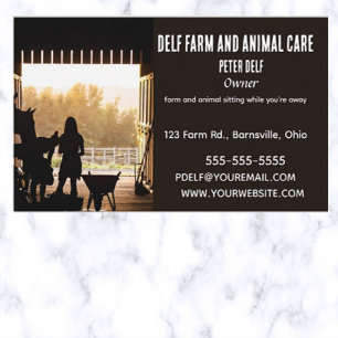 Editable Farm and Animal Care Sitting Business Card