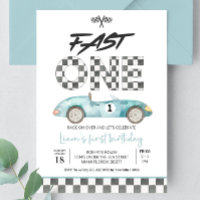 Editable Fast ONE Birthday Invitation Race Car 1st
