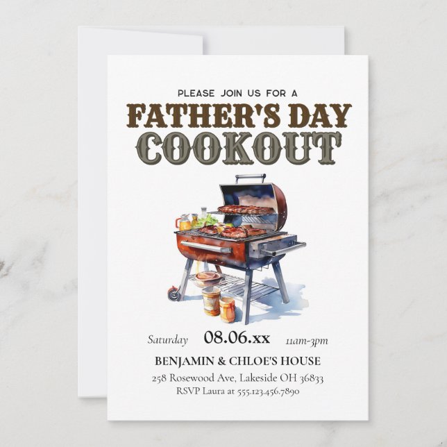 Editable Father's Day Cookout BBQ Invitation  (Front)
