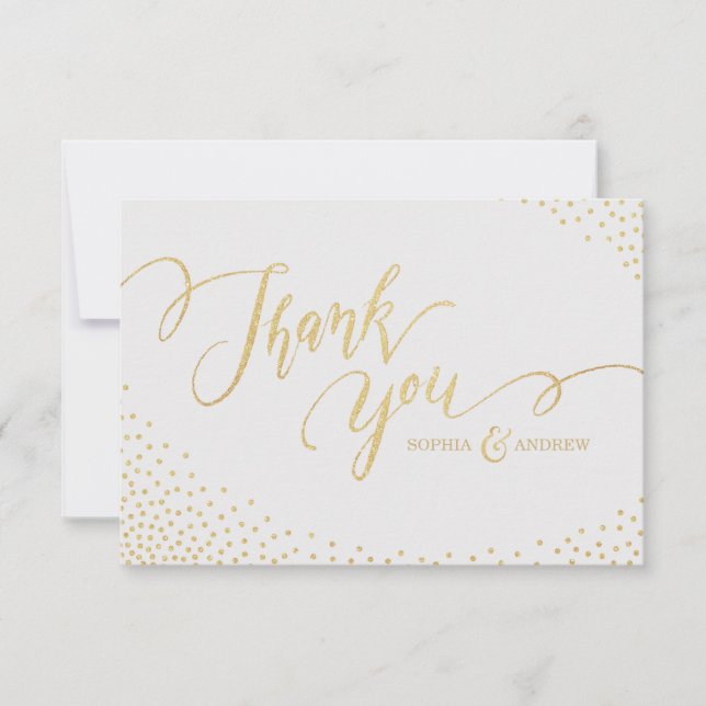 Editable faux gold glitter calligraphy thank you (Front)