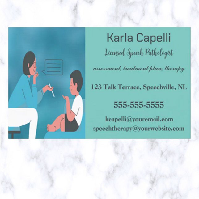 Editable Female Speech Therapist Pathologist Business Card (Creator Uploaded)