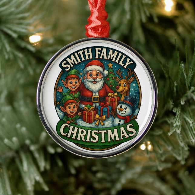 Editable Festive Family Christmas Metal Tree Decoration (Tree)