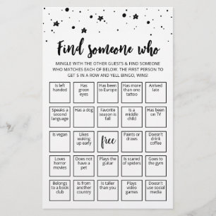 Editable Find Someone Who Game Bingo game