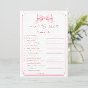 Editable Find The Guest Bridal Shower Fun Game