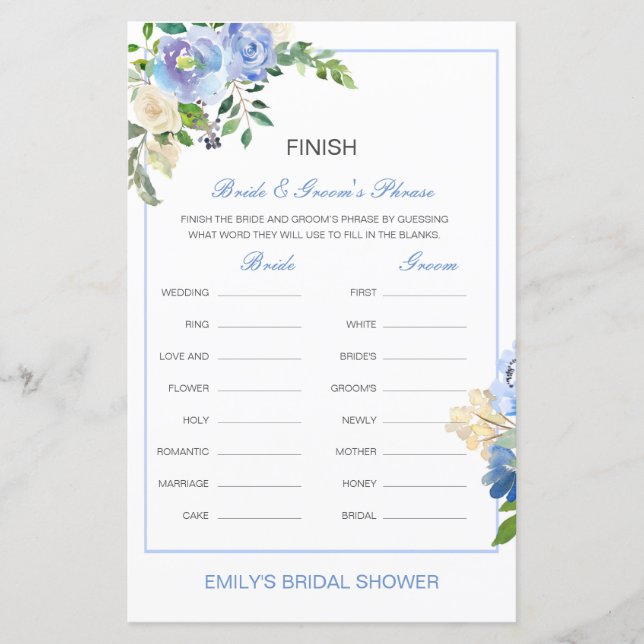 Editable Finish Bride and Groom's Phrase Bridal (Front)