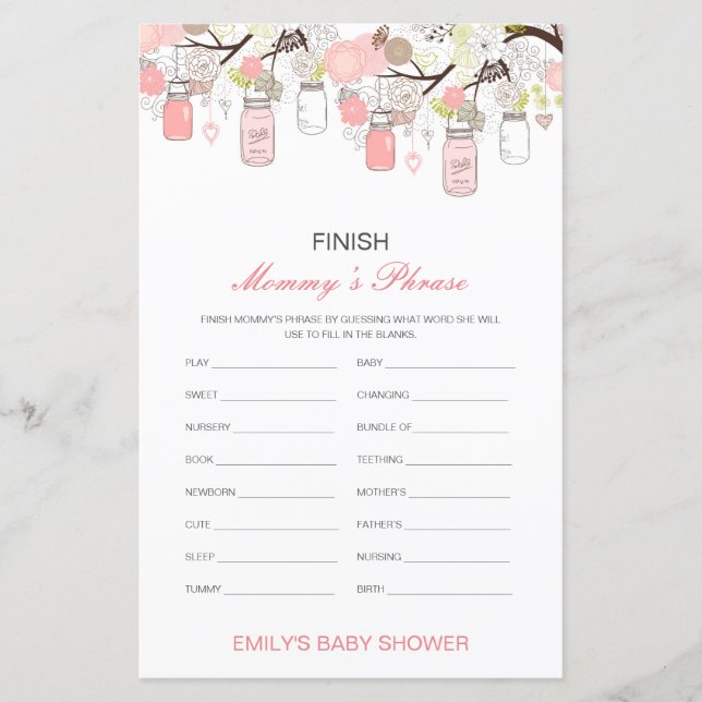 Editable Finish Mummy's Phrase Baby Shower (Front)