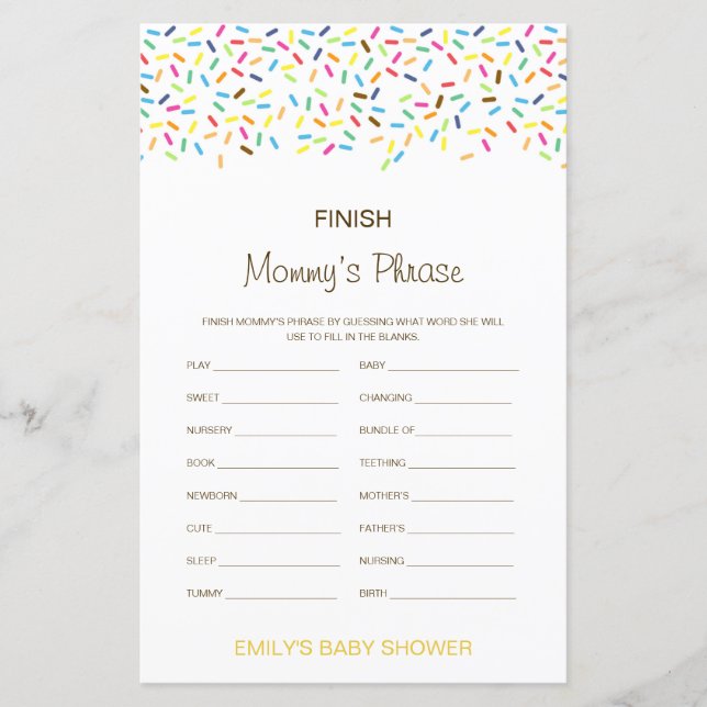 Editable Finish Mummy's Phrase Baby Shower (Front)