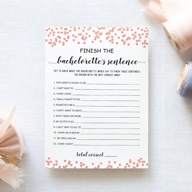 Editable Finish the Bachelorette's Sentence Card (Creator Uploaded)