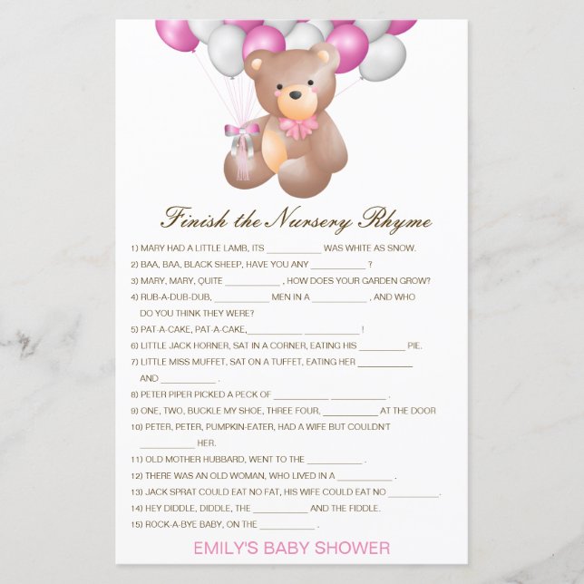 Editable Finish the Nursery Rhyme with Answer (Front)