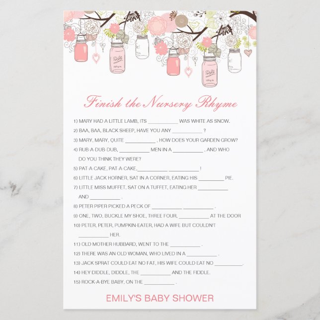 Editable Finish the Nursery Rhyme with Answer (Front)