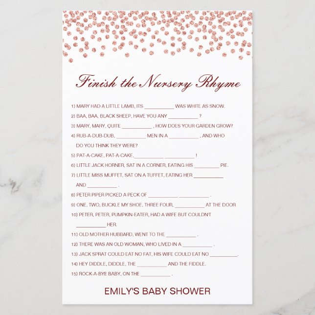 Editable Finish the Nursery Rhyme with Answer (Front)