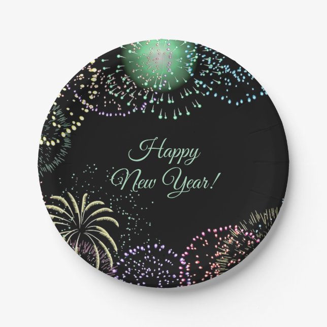 Editable Fireworks Paper Plate (Front)