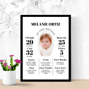 Editable First Birthday Sign One Year Photo Baby