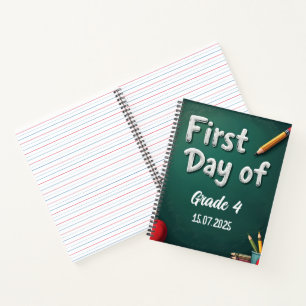 Editable First Day Chalkboard Design Notebook