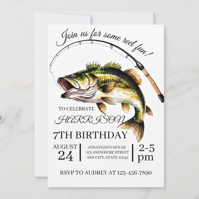 Editable Fishing Birthday Invitation (Front)