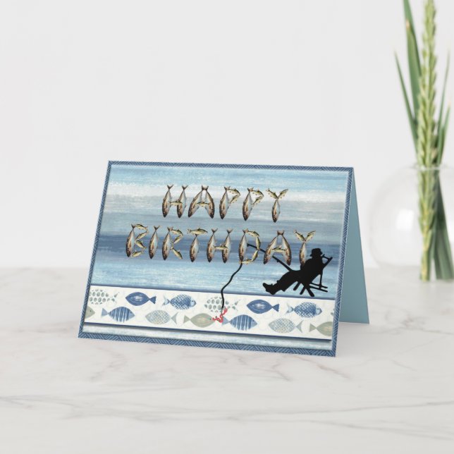 Editable Fishing Fisherman's Birthday Card (Front)