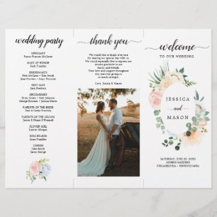 Editable Fleur Jolie Trifold Wedding Program Flyer