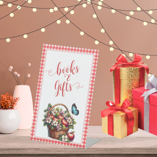 Editable Floral Apple Books and Gifts Table Sign