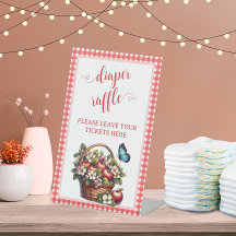 Editable Floral Apple Diaper Raffle Table Sign