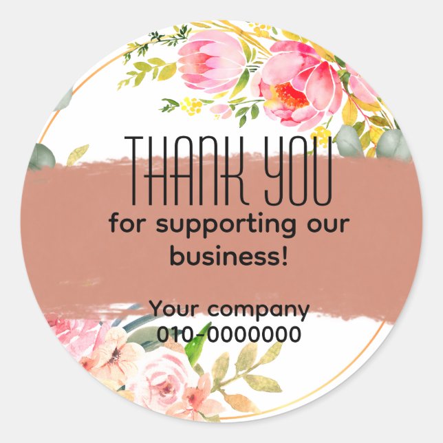Editable Floral Business, Wedding, School Classic  Round Sticker (Front)
