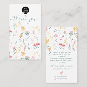 Editable floral cute illustration thank you business card