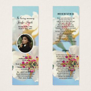 Editable Floral Funeral Bookmark Template