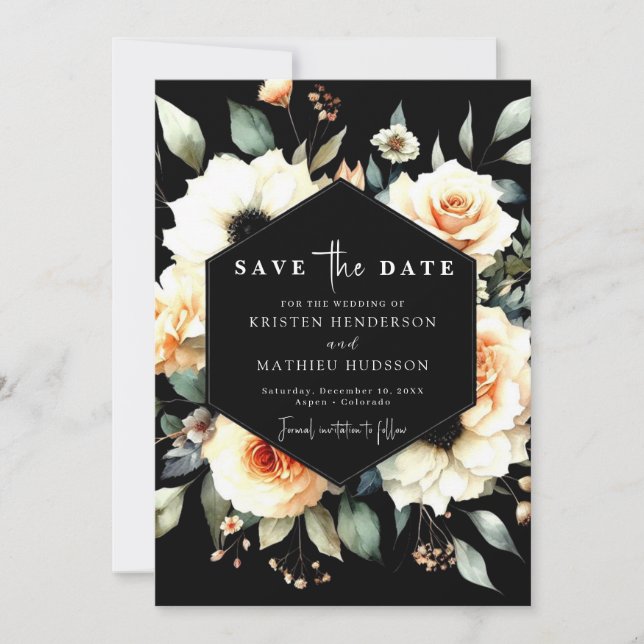 Editable Floral Peach Wedding Save The Date (Front)
