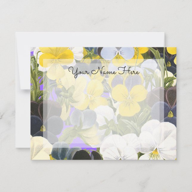 Editable Floral Violets and Pansy Pattern  Card (Front)