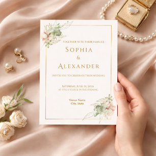 Editable Floral Wedding Invitation Template 