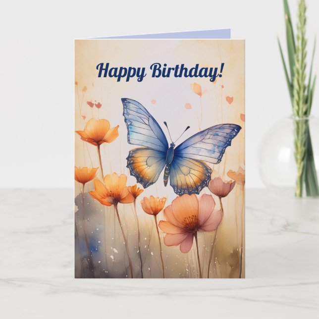 Editable Flowers and Butterfly Card (Front)