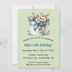 Editable Flowers in a Bucket  Invitation