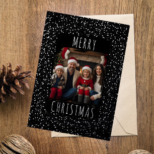 Editable Foil Christmas Card Template Two Photos