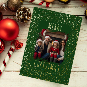 Editable Foil Christmas Card Template Two Photos