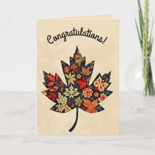 Editable Folk Art Maple Leaf Card