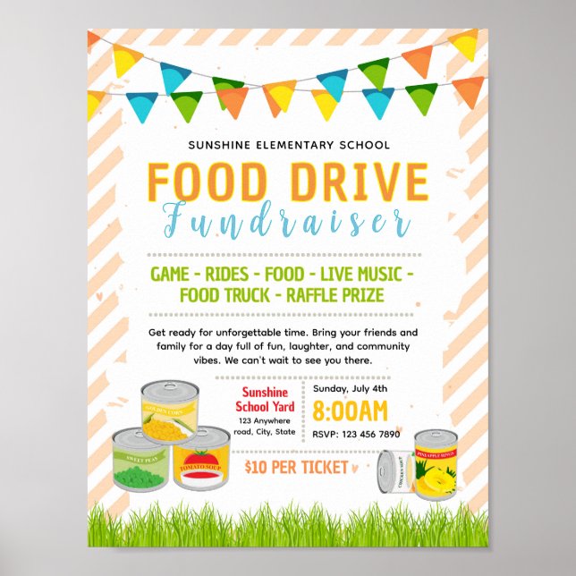 Editable food drive fundraiser flyer poster (Front)