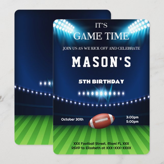 Editable Football Birthday Invitation (Front/Back)