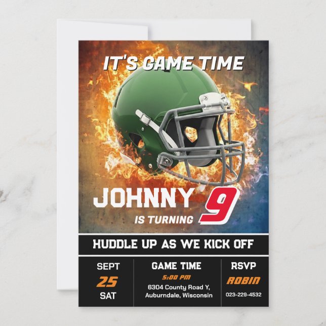 Editable Football Birthday Invitation (Front)