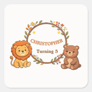 Editable Forest Animals Birthday Envelope Sticker