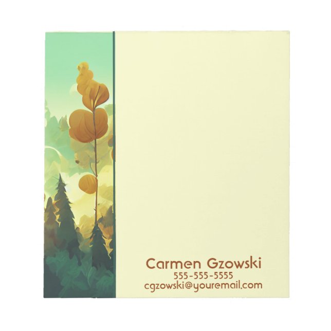 Editable Forest Illustration Personalised Notepad (Front)