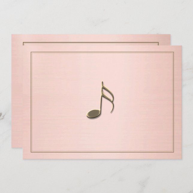 Editable Formal Black Gold Music Note Gold Border  Card (Front/Back)