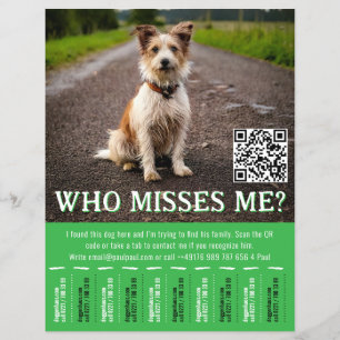 Editable Found Dog Poster With QR Code & Tear‑Off  Flyer
