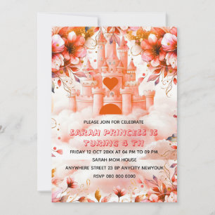 Editable Four ever a Princess 4th Birthday Invitat Invitation