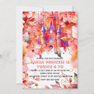Editable Four ever a Princess 4th Birthday Invitat Invitation