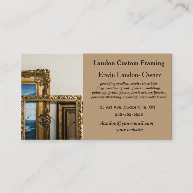 Editable Framing Business Card (Front)