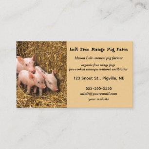 Editable Free Range Pig Farm Business Card