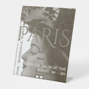 Editable French Paris Woman Business Shop or Salon Pedestal Sign