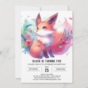 Editable Fun Fox Birthday Invitation